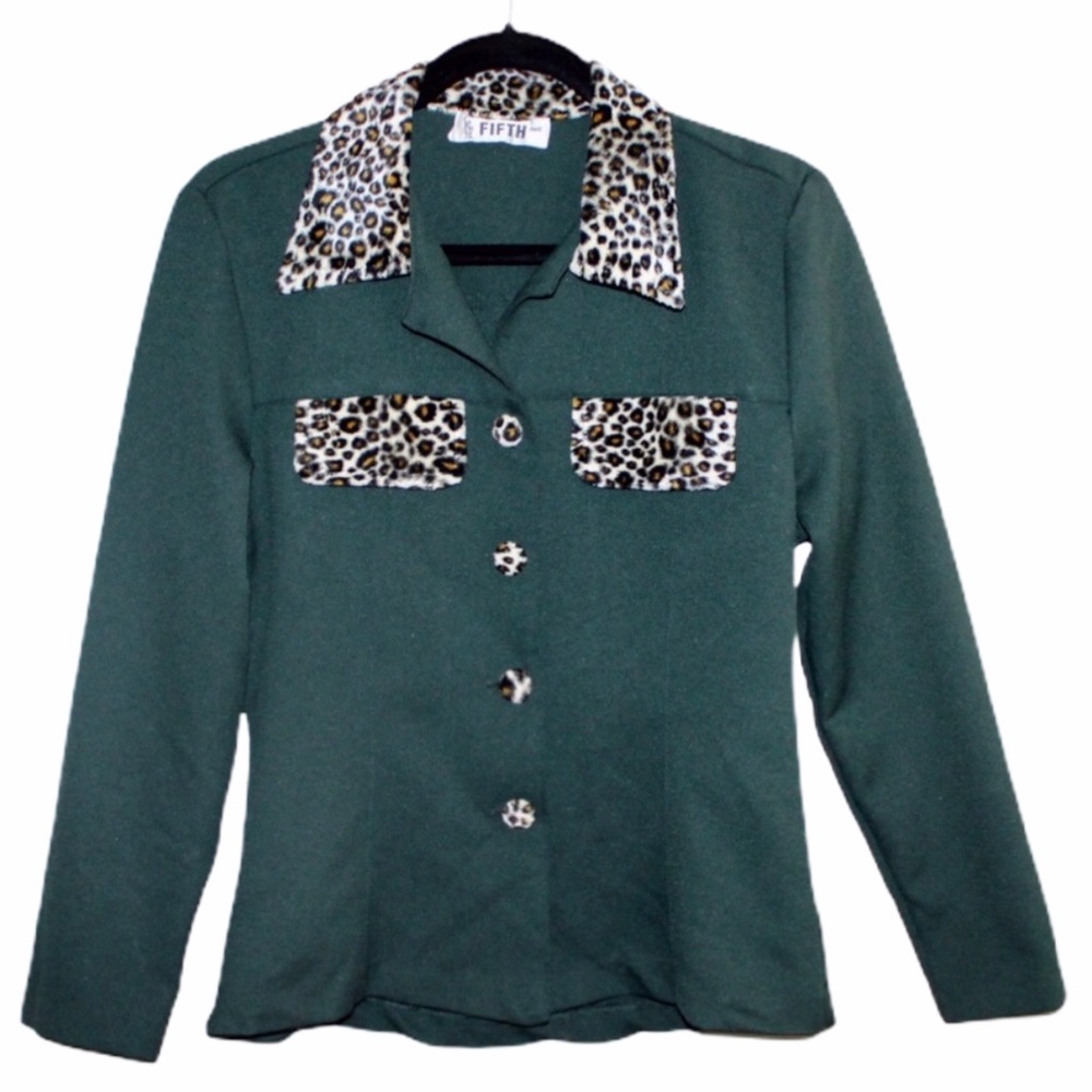 Vintage Green Fifth Ave Button Up Blouse